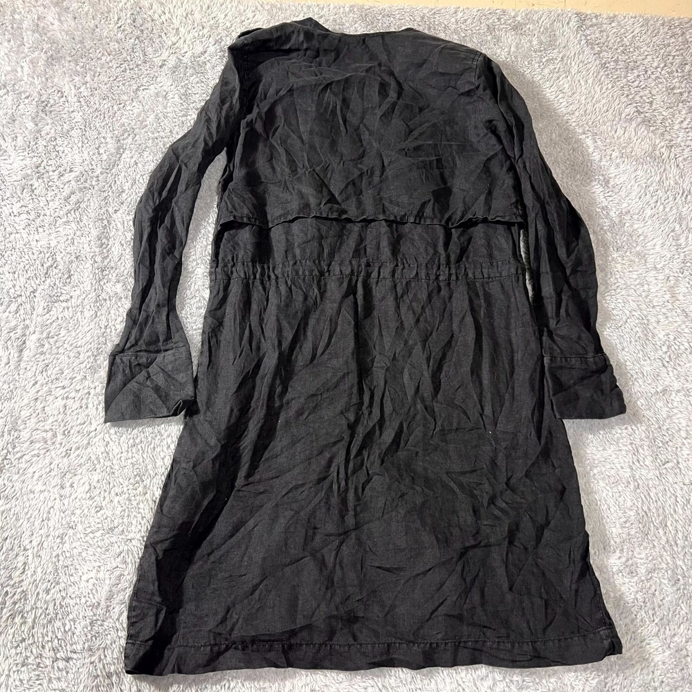 Michael Stars Trench Coat Womens‎ XS Black Cotton Asymmetrical Zip Long Sleeve - Picture 9 of 10